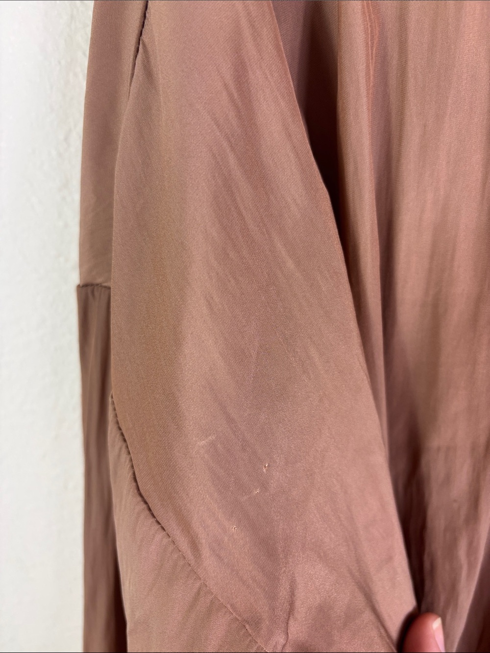 Ramy Brook Copper Brown Smocked Top V-neck Flare Lace Sleeves sz Large - Picture 9 of 9